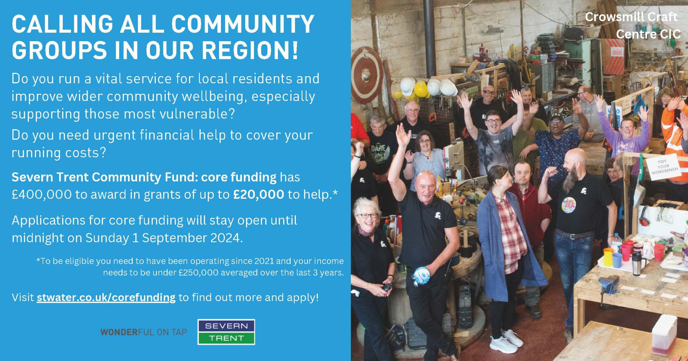 Severn Trent Community Fund core funding flyer 2024